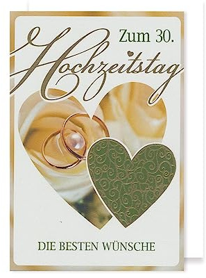 Perlenhochzeit 30 Hochzeitstag Karte Grußkarte Herzen Perlen 16x11cm