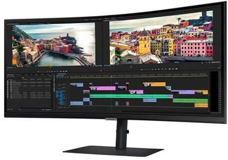 Samsung 34” ViewFinity S65UA Series Ultrawide QHD Curved Monitor, HDR10, 100Hz, 350 nit, USB- C, Adjustable Stand, Intelligent Eye Care, LS34C654UANXGO, Black