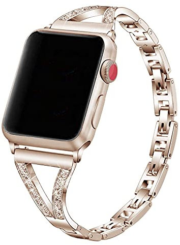 Bracelets en Métal Compatible avec Apple Watch 6 40mm, Paillette Diamant Bracciale de Remplacement Acier Bande da Montre Compatible avec iWatch 38mm 40mm 41mm 42mm Série SE 10 9 8 7 6 5 4 3 2 1