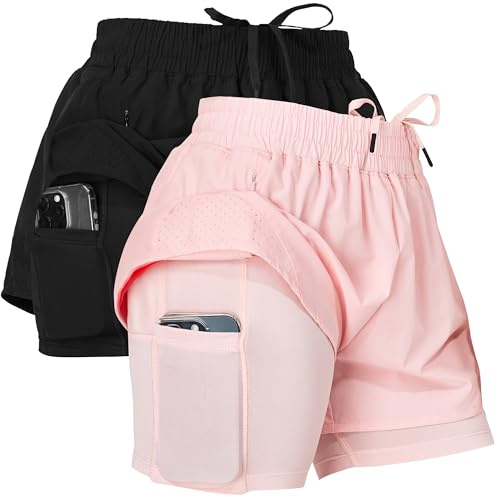 Ultra Performance 2 Pack Workout Shorts Women 2 in 1 Compression Liner