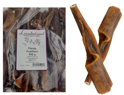 Lunderland Pferdekopfhaut 500g für Hunde/Pferdehaut getrocknet ca. 20cm lang