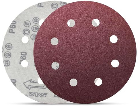 Senmai Tools 40 Stück Schleifscheiben 180mm klett 8 Löcher Körnung 40 60 80 120 Schleifpapier Durchmesser 180mm Rot für Trockenbauschleifer Exzenterschleifer Schleifgiraffe