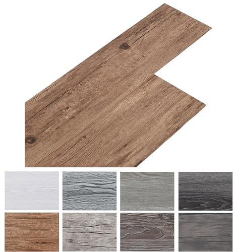 INMOZATA 5,02 m²/36 baldosas de PVC autoadhesivo, suelo de vinilo autoadhesivo, laminado de PVC, 91,5 x 15,2 cm, grosor 2 mm, antideslizante, resistente al agua, se puede cortar(marrón)