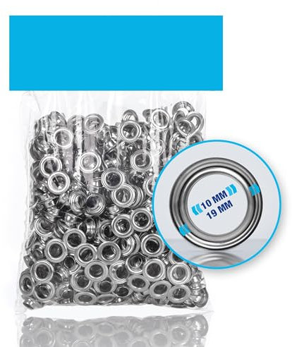 Lot d'œillets – 500 pièces [Diamètre intérieur 10 mm] Œillets pour bâches, bannières, rideaux, etc. – Œillets de bâche inoxydables