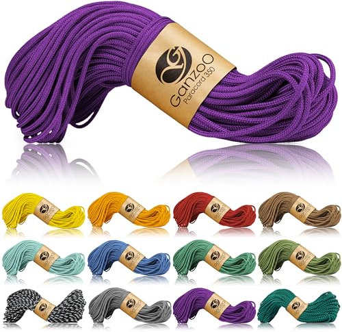 Ganzoo Paracord 350 Seil, Nylon Polyester, 2,5mm, Typ 1, 30m, Outdoor Schnur, Allzweckseil, Takelung für Armband, Hundehalsband, Hundeleine Knüpfen, Camping Survival, violett