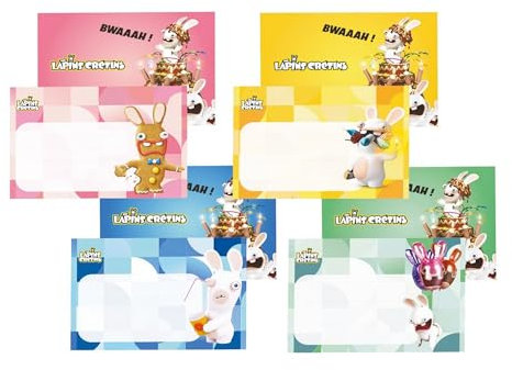 P’TIT CLOWN - Accessoires Décoration d’Anniversaire Enfant - Lapins Crétins™ - Licence Officielle - Assiettes, Gobelets, Serviettes, Confettis, Sachets, Cartes d’Invitation (Carton invitation x8)