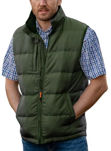Xpert - Padded Body Warmer Gilet For Men And Women. 300D Polyester Lightweight Sleeveless Water Repellent & Wind Resistant Outerwear Jacket, Unisex Fit With Fleece Collar And Pockets (Green, M)
