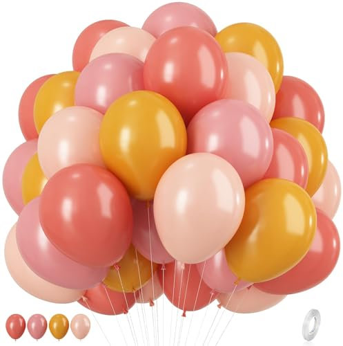 Ballons rose orange 30,5 cm - Rose rétro - Orange mat - Ballons de fête en latex - Avec ruban - Pour femme tropicale, anniversaire, princesse, mariage, fête prénatale