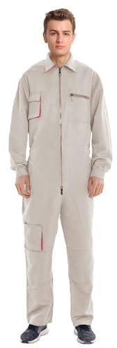 Oralidera Herren Arbeitsoverall Mechanisch Jumpsuit Overall mit vielen Taschen Maleroverall Arbeitskleidung für Handwerker, Khaki, L