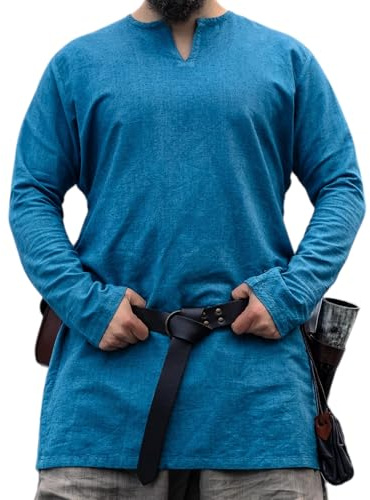 Leonardo Carbone® Wikinger Leinentunika Ragnar - Mittelalter Kleidung, Leinenhemd Herren, Freizeithemden Langarm, Karneval Kostüm Herren, Wikinger Tunika, LARP-Kleidung - 100% Leinen
