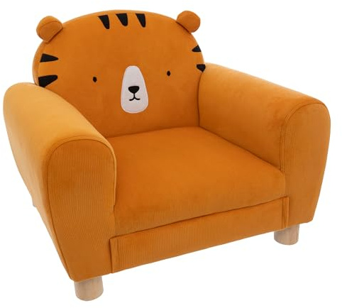 ATMOSPHERA CREATEUR D'INTERIEUR Kindersessel, Tiger, Sessel, Stuhl, Dschungel/Tier-inspiriert, Orange, Polyester, Polyurethanschaum (PU), Sperrholzplatte, Entspannen