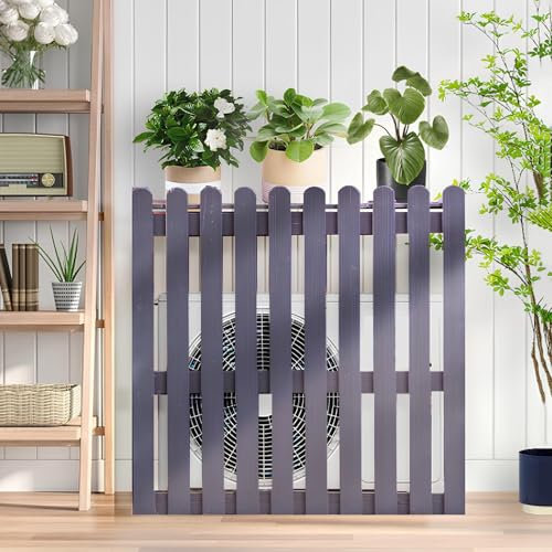 Wooden Air Conditioner Fence, Outdoor Air Conditioner Screen, Solid Wood Ac Unit Covers Outdoor, Plant Flower Stand, Easy To Install(Gray,85 * 36 * 84cm)