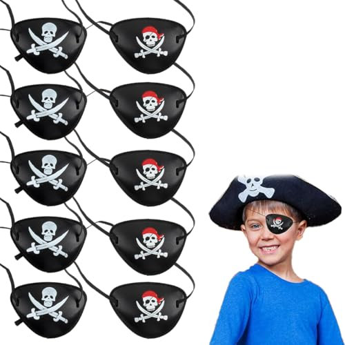 VONJUMA 10 Pcs Cache Oeil Pirate Cache Yeux De Pirate 3D En Plastique Élastique Réglable Pour Les Anniversaires D'Enfants Les Fêtes À Thème Pirate Accessoires De Performance