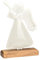 Deko-Figur Engel mit Flöte Aufsteller Weihnachtsengel aus Metall auf Sockel aus Mango-Holz Deko für Advent & Weihnachten Weihnachts-Deko Farben: weiß & braun