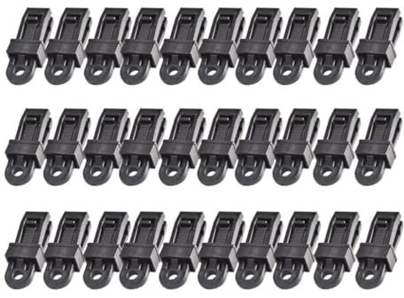 Naisfei 30 Pcs Tarp Clip Clamp Heavy Duty Lock Grip, Adjustable Tarpaulin Clips and Ball Bungees, Reusable Awning Clamps for Tents Accessories Outdoor Camping Canopy Caravan Garden Cover(Black)