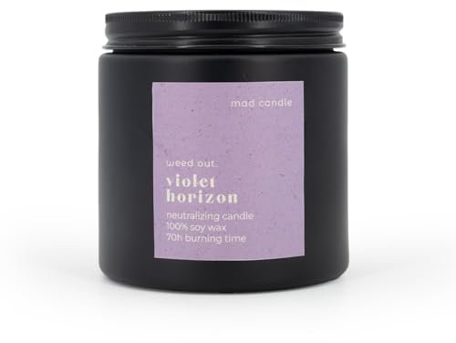 Mad Candle Duftkerze im Glas | Weed Out Violet Horizon | Duftkerze Blume | Geruchsneutralisierer | Kerzen lange Brenndauer (70h) | Duftkerze Sojawachs