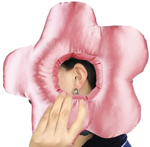WANDGU Coussin Piercing avec Trou: Rose Oreiller De Piercing Dormir sur Côté, Coussin en Forme Donut pour Soulager Les Douleurs d'oreille, Oreiller avec Trou pour Les Personnes Dormant sur Côté