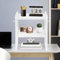FURNITABLE Bücherregal, 2 Ebenen kleines Regal, bücherregal Holz, Stabiler Metallrahmen, Industriestil, für Wohnzimmer, Schlafzimmer, Arbeitszimmer, 30x20x18 cm, Weiß+Weiß