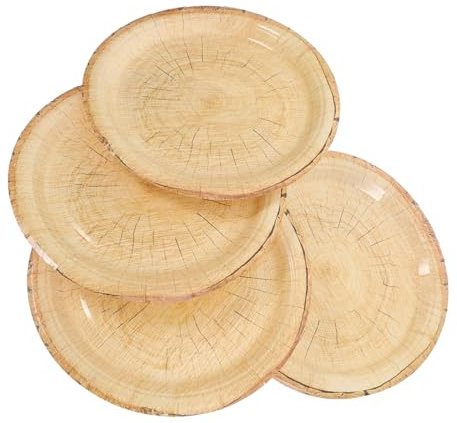 FRCOLOR 16pièces Lot De Assiettes Carton Vintage Imitation Bois Pour Fêtes Anniversaires Pique- Jetables Et Résistantes