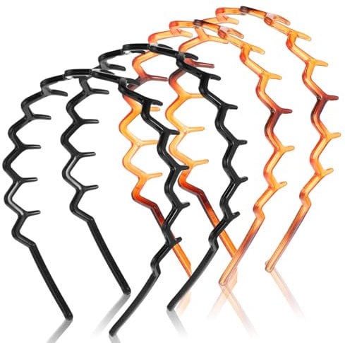 Lot de 4 serre-têtes en forme de zigzag, en plastique ondulé, pour femme, pour le sport, l'extérieur, le quotidien