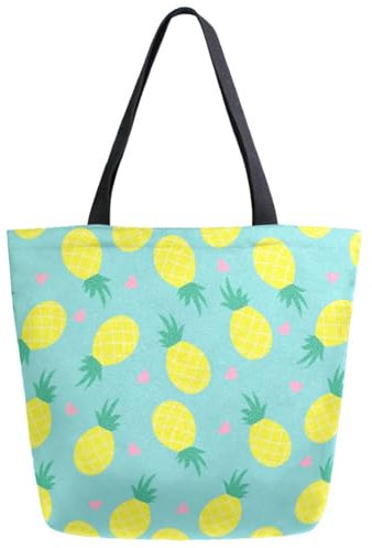 Badetasche Tropische Ananas Herzen Grüne Blume Shopper Tasche Wasserdicht Alltagstasche Umweltfreundliche Einkaufstasche Für Picknick Pool Strand