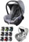 Bezug [Ersatzbezug für Babyschale] kompatibel mit Maxi-Cosi CabrioFix Komplett-Set Sitzbezug 6-teilig mit Gurtpolstern Sonnenverdeck Kopfstütze (meliert grau/hellgrau)