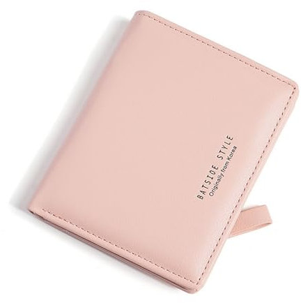 Skyearman Portefeuille Femme en Cuir Petit à Fermeture Éclair Porte Monnaie Femmes Slim Court Portefeuilles avec 7 Emplacements de Carte (Rose)