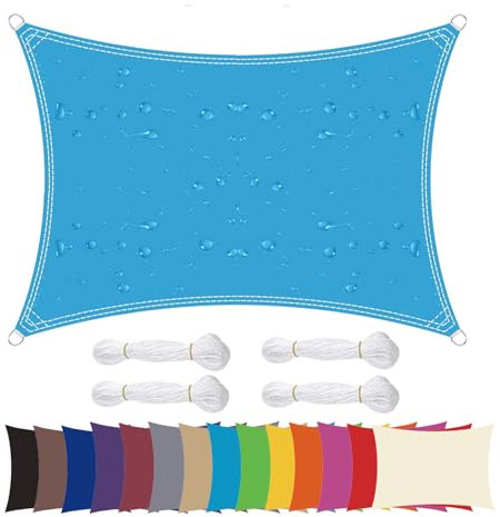 Moboo Sonnensegel Sonnenschutz Sonnendach Balkon Wetterschutz wasserabweisend Winddicht PES 420D 96% UV-Schutz für Garten Outdoor Blau, 1.1x3m