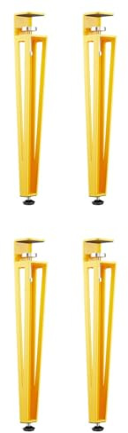 SOTOOLS 4er Set Tischbein Colorix Gelb RAL 1003, 464 mm Höhe | Konisches, stabiles Stahl-Tischbein in Gelb, modern und höhenjustierbar, für DIY, Esstische und Schreibtische.