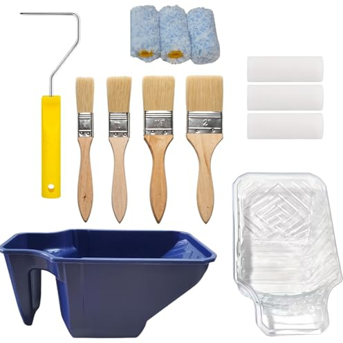 Kit Rodillos Pintura Pared Cómoda Gran Capacidad | Cubeta Pintura Capacidad 1L con Rodillos Pintura Multiusos Antigoteo para Pintar como un Profesional
