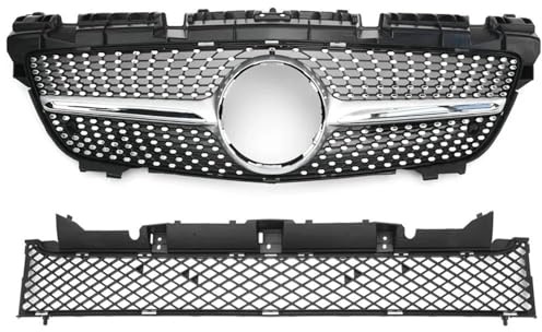 Frontstoßstangengitter Für Mercedes Für Benz Für R172 SLK 2011-2015 Sport Fronteinlass Grille Racing Grill Zubehör Facelift Haube Mesh Grid Für Diamond GT St Kühlergrille(Silver 2)