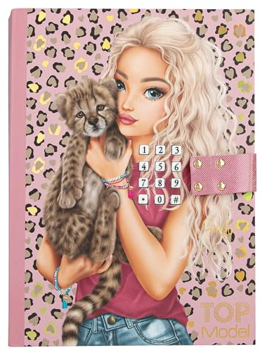 Depesche 13941 TOPModel Leoheart - Geheimcode Tagebuch mit Sound in Rosa, mit Model Motiv, Leo-Muster und Gold, inkl. 80 fein linierten und bunt illustrierten Seiten