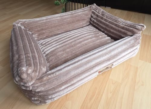 Hundebettenmanufaktur Tierbett Hundebett Comodo mit Cordbezug (beige, 50 cm X 40 cm, Visco-Schaumstoff)