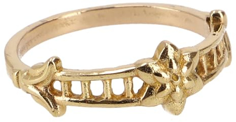 GURU SHOP Filigraner Band Modeschmuck Ring aus Messing mit Blumenmotiv | Zierlicher Ring mit geometrischen und floralen Elementen, glänzendes Finish, Unisex-Design, ideal für jeden Anlass.