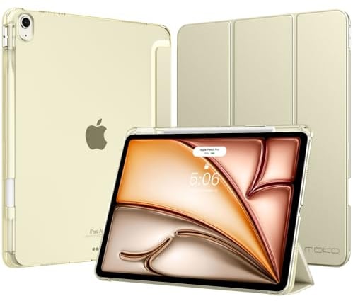 MoKo Cover per iPad Air 13 Pollici Case (M4/M3/M2) con Portapenna | Cover per iPad Air 13 2026/2025/2024, Trifold Sottile Leggera Custodia con Retro in PC Rigido Traslucido, Galassia