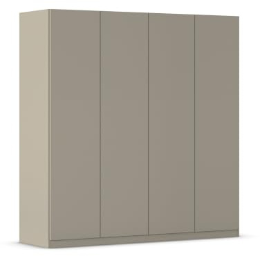 Rauch Möbel LUNIK, Kleiderschrank, Farbe Fango, Breite 181 cm | Schrank mit patentiertem Schnellmontagesystem, 4-türig, Push-to-open-Funktion, für Kinderzimmer, Garderobe, Flur