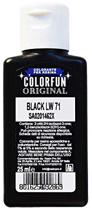 Resin Pro 25 ml Color Fun Colorant Liquide Noire Brillante, Pigment Liquide Colorant pour résine époxy transparente, idéale pour les arts, les loisirs et le bricolage