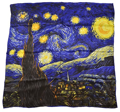 YSSP, 100 Seiden-Schal, Motiv: Van Gogh und Claude Monets, Van Gogh Sternennacht dunkelblau