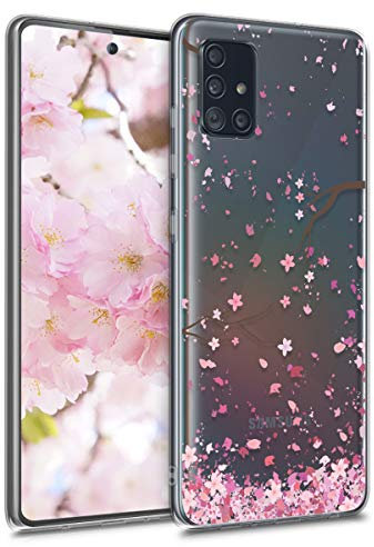 kwmobile Coque Compatible avec Samsung Galaxy A51 - Housse de téléphone Protection Souple en TPU - Rose Clair-Brun foncé-Transparent