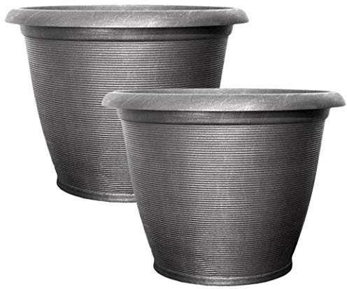 Muddy Hands 37.5 Litre Silver Large Plant Pot Indoor Home Outdoor Garden Round Plastic Planter Flower Tree Herb (2)