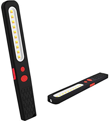 AuRiver Lampada da Lavoro COB LED Ricaricabile, Lampade di ispezione, Super Luminoso 2 Colori con LED Torcia Lampada ispezione 2 in 1 per Fai da Te Riparazione Auto Campeggio e di Emergenza Uso