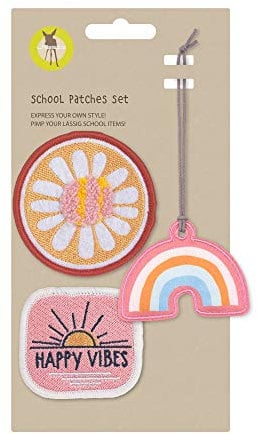 LÄSSIG Anhänger und Patches Set (3 Stk.) mit Druckknopf/School Patches Set Happy