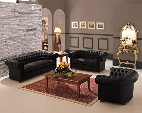 JVmoebel Chesterfield Couch Polster Sofas Klassische Leder Sofagarnitur 3+2+1 Sitzer - 27