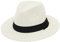 GEMVIE Chapeau de paille d'été Panama à large bord Fedora Chapeau de soleil Plage Panama Chapeau de paille pour homme et femme, ecru, 7-7 1/4