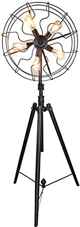 Auoeer Floor Lamp Industrial Retro Fan Floor Light Black Wrought Iron Tripod Standing Lamp 1.7M with Foot Switch for Bar Cafe Restaurant Living Room Bedroom Office Study Reading