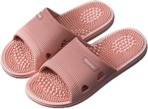 Akupressur Massage Hausschuhe Therapeutische Reflexzonenmassel Sandalen Für Fuß Akupoint Massage Shiatsu Arch Schmerz Relief Rutschfeste Massageschuhe Für Badewanne Dusche (40-41, PINK)