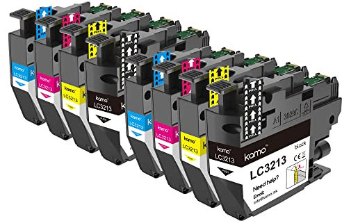 kamo LC-3213 XL Druckerpatronen Kompatibel mit Brother LC3213 LC3211 LC-3211 Patronen Multipack (8er-Pack), für Brother MFC-J491DW MFC-J497DW MFC-J890DW MFC-J895DW