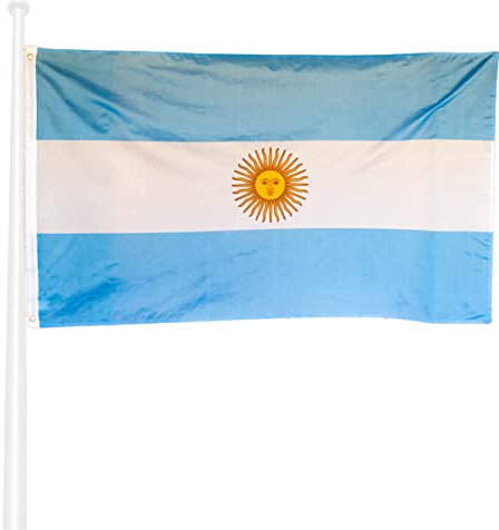 KliKil Bandera de Argentina - Bandera 150x90cm Poliéster - Resistente a UV y Agua - Fácil Colocación con 2 Ojales Metálicos - Ideal para Celebraciones, Decoraciones y Eventos