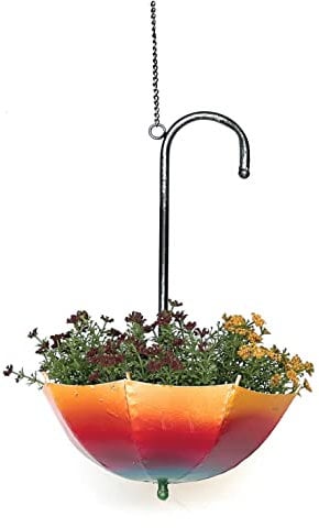 DanDiBo Blumenampel Metall Hängeampel mit Topf Innen Außen Regenschirm Hängepflanzen 57 cm 96258 S Pflanzenhänger Blumenhänger Topfhänger Blumen