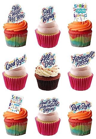 27 Stand Up Sorry You Are Leaving Goodbye Good Luck Edible Wafer paper Cake Toppers Decorations